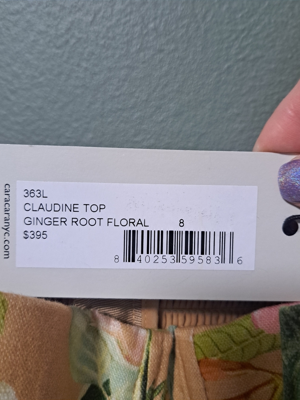 Cara Cara Claudine Top Ginger Root Floral 8 NWT - Picture 5 of 6